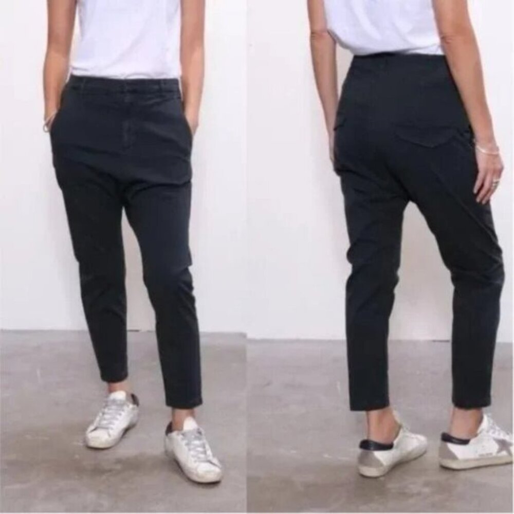 Nili Lotan Paris Drop Crotch Pants Size 10 Carbon Grey